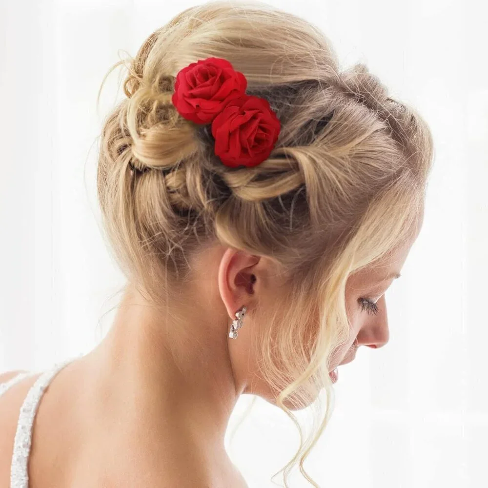 12 Pcs Rose Hair Clip Mexican Hair Accessories for Flamenco Dancer Women Mexican
